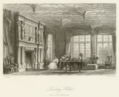 Loseley Hall, interiøret i salongen av after Thomas Allom