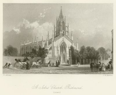 St Johns Church, Richmond, 1840 av after Thomas Allom