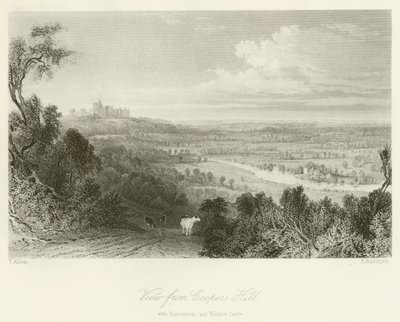 Utsikt fra Coopers Hill, med Runnemede og Windsor Castle av after Thomas Allom