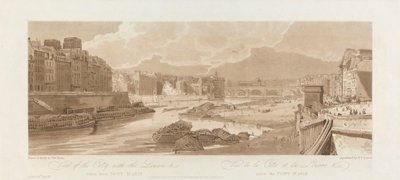 Utsikt over byen med Louvre. 1802; Plate 3 fra Views in Paris, Emanuel Volume av after Thomas Girtin