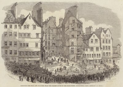 Fjerning av døde og sårede fra Fallen House i High-Street, Edinburgh av after Thomas Harrington Wilson