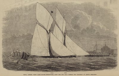 Royal London Yacht Club Sailing Match, Romp og Julia passerer flaggbøyen ved North Woolwich av after Thomas Harrington Wilson