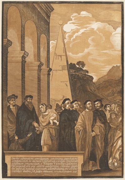 Presentasjon av jomfruen i tempelet (venstre panel) av after Titian John Baptist Jackson