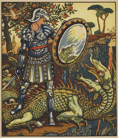 Prins Cheri og dragen av after Walter Crane