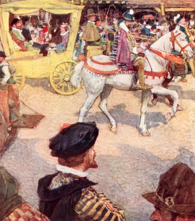 Shakespeare beundrer de fine hestene i Cheapside, London av after William Hatherell