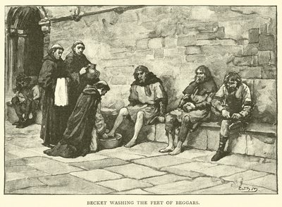 Becket vasker føttene til tiggere av after William Henry Margetson