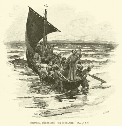 Columba legger ut til Skottland av after William Henry Margetson