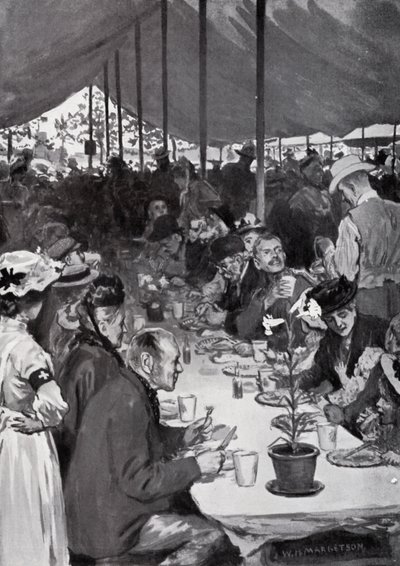 The Kings Dinner på Fulham av after William Henry Margetson