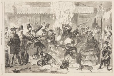Et snøskred i byen av after Winslow Homer