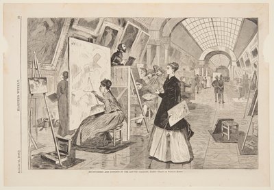 "Kunst - studenter og kopiister i Louvre-galleriet, Paris" av Winslow Homer