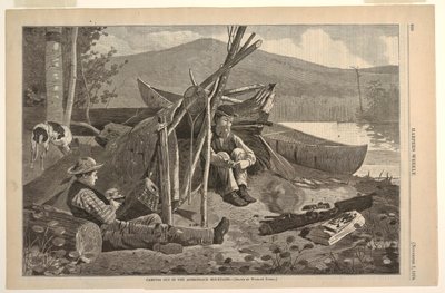 Camping ute i Adirondack-fjellene av after Winslow Homer
