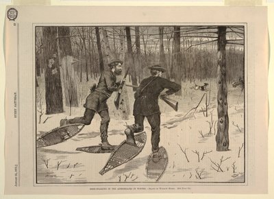 Deer-Stalking in the Adirondacks in Winter, fra hver lørdag 21. januar 1871, s. 57 av Winslow Homer