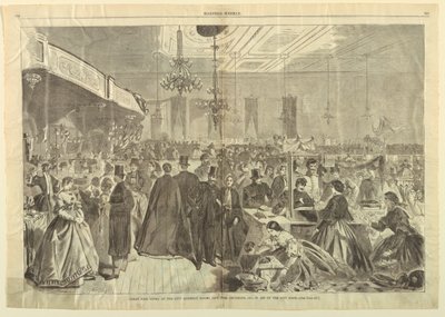 Stor messe gitt i City Assembly Rooms, New York, desember 1861, i Aid of City Poor, fra Harper