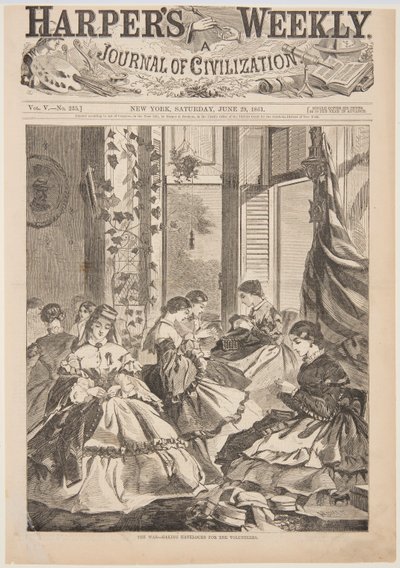 The War - Making Havelocks for the Volunteers, fra Harper