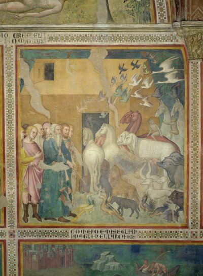 Noah Leading the Animals into the Ark, 1356-67 (se også 59303) av also Manfredi de Battilori Bartolo di Fredi