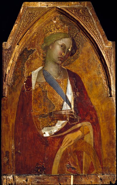 Saint Catherine of Alexandria Maleri av Bartolo di Fredi (ca. 1330-1410) 1390 Dim 83x52,5 cm Assisi, Museum of the Treasury of the Basilica of San Francesco. Perkins College av also Manfredi de Battilori Bartolo di Fredi