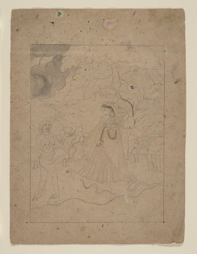Abhisarika Nayika (Heroine Braving the Night) av anonymous 