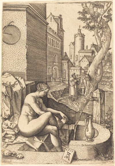 Susanna overrasket av de to eldste av anonymous Germany 16th Century after Heinrich Aldegrever