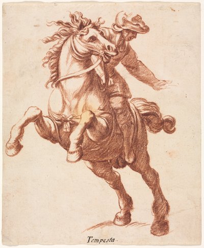 Oppdrett av hest og rytter av attributed to Antonio Tempesta
