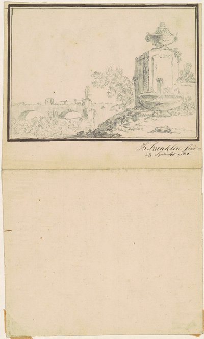 Landskap med en fontene av attributed to Benjamin Franklin Bache