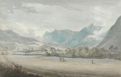 Fjelllandskap med figurer av attributed to Benjamin West