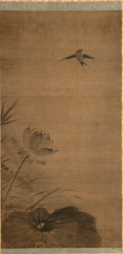 Svale og Lotus av attributed to Fachang Muqi