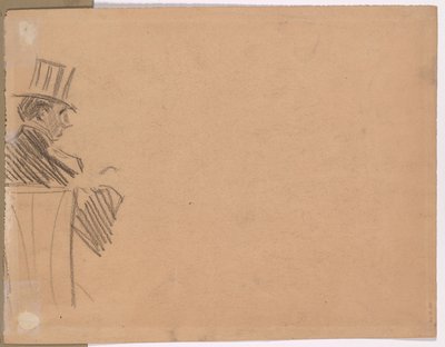 Høyre profil av mann med høy hatt (verso) av attributed to Jean Louis Forain