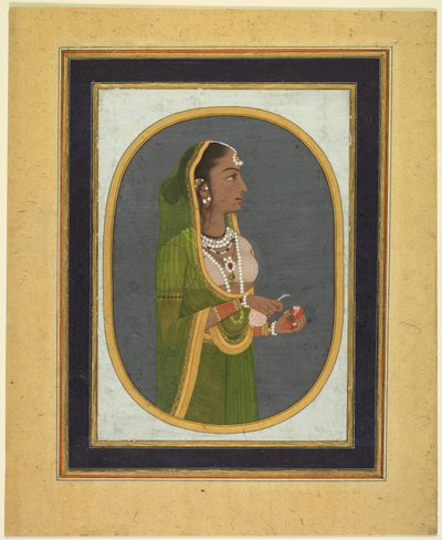 Court Lady skjenker vin (recto) av attributed to Muhammad Rizavi Hindi