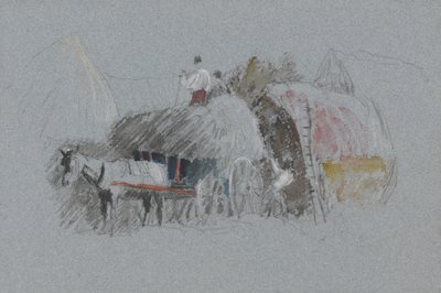 Bygge en stabel (studie for å bære høy) av attributed to Peter DeWint