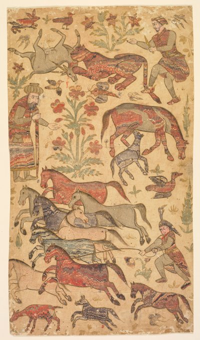Et marmorert bilde av Rustam som fanger Rakhsh av attributed to Shafi