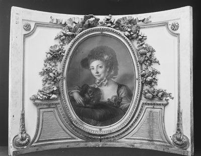Kvinne med en hund en av et sett, 1770-90. av ca. 1775 . French Painter