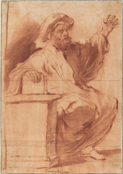Sittende profet av called Guercino Follower of Giovanni Francesco Barbieri