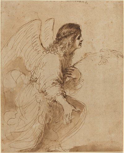Bebudelsens engel av called Guercino Giovanni Francesco Barbieri