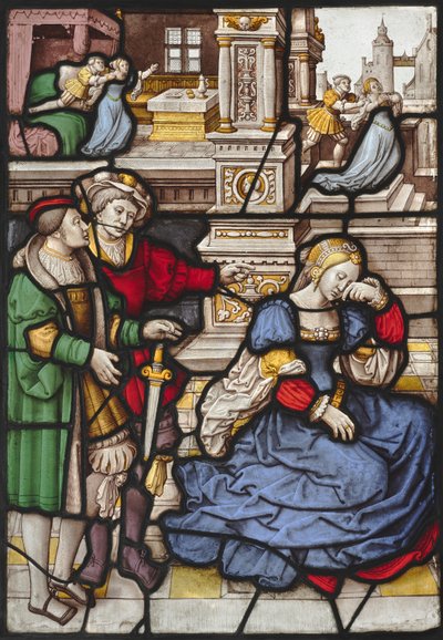Historien om Lucretia av circle of Master of the "Kanis Triptych"