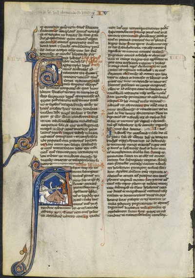 Blad fra en latinsk bibel: Initial A og Initial A: Judith halshugger Holofernes av circle or workshop of Leber Group