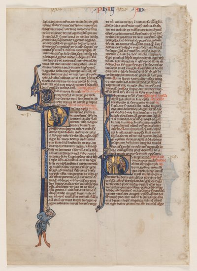 Blad fra en latinsk bibel: Initial P: St. Paul med et sverd og en bok av circle or workshop of William de Brailes