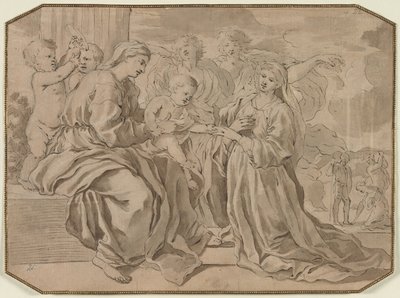 Mystisk ekteskap av St. Catherine av copy after Nicolas Poussin
