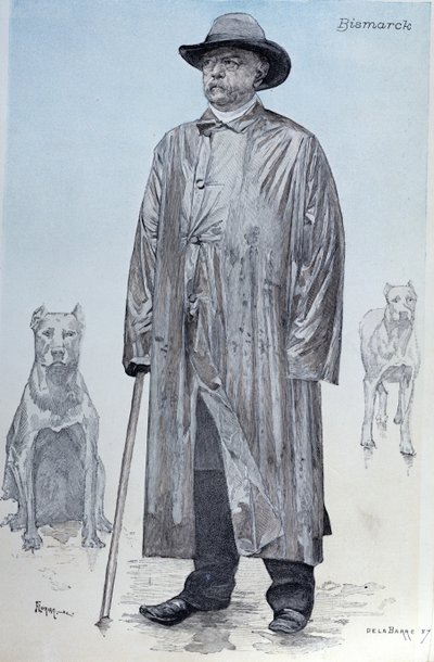 Kansler Bismarck og hundene hans, omslagsillustrasjon fra La Revue Illustree gravert av Florian, oktober 1887 av de La Barre