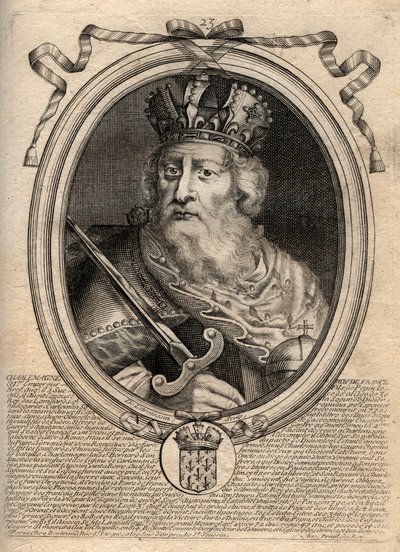 Karl den Store (Charles I dit le Grand, Carolus Magnus, 742-814), Frankenes konge - Karl den Store (Carolus Magnus, Charles den store) (747-814) Frankenes konge og den kristne keiseren av Vesten - gravering fra 