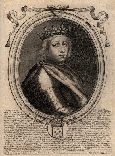 Portrett av Charles IV the Bel (1294 - 1328), konge av Frankrike - Charles IV the Fair (1294-1328) Konge av Frankrike - gravering fra 