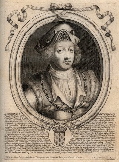 Portrett av Dagobert II, kongen av frankene av 711a 716 - Dagobert II (676-679), konge av Austrasia - gravering fra 