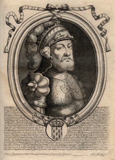 Portrett av Dagobert, kongen av frankene fra 628 til 638 - Dagobert (605-39) Frankenes konge - gravering fra 