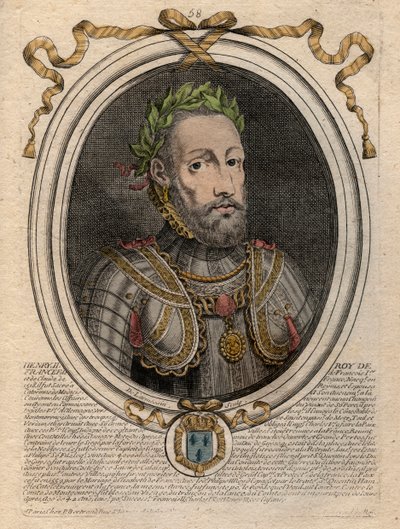 Portrett av Henrik II (1519-1559) Konge av Frankrike - Henrik II (1519-59), konge av Frankrike - gravering fra 