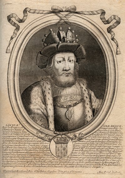 Portrett av Louis II the Begue or the Faineant (846 - 879), Kongen av Francs - Louis II Stammeren 848 til 879 - gravering fra 
