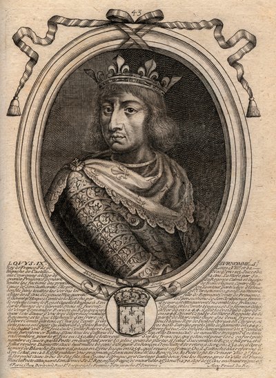 Portrett av Saint Louis (Saint-Louis, Louis IX (1214-1270) - Saint Louis IX (1214-70) konge av Frankrike - gravering fra 