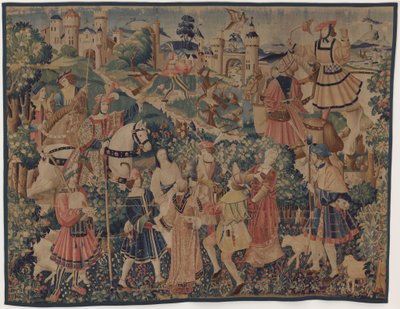 Jakt og pastorale scener, med sekkepiper og dansere av design probably French 16th Century, Paris; woven in southern Netherlands or Paris in an undetermine workshop