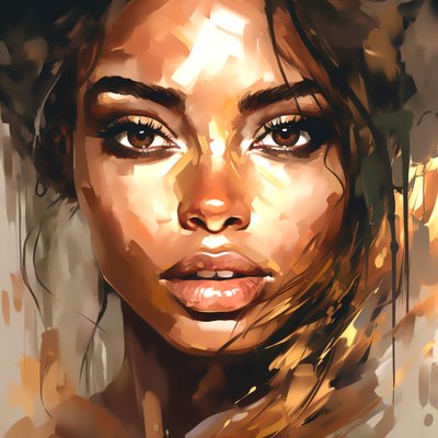 Abstrakt vakker brun kvinnemaling, naturlig skjønnhet, veggkunsttrykk av F. Abderrahim
