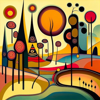 Abstrakt minimalistisk biomorfisk landskap, veggkunst | Lerretstrykk av F. Abderrahim
