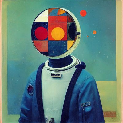 Abstrakt maleri, russisk astronaut, veggkunst | Lerretstrykk av F. Abderrahim