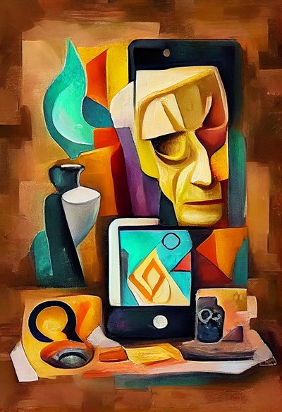 Abstrakt surrealistisk maleri, Picasso-inspirert kunst, utskrivbar veggkunst av F. Abderrahim